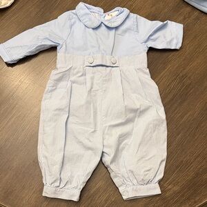 Eliza James Light Blue Baby Romper with Collar